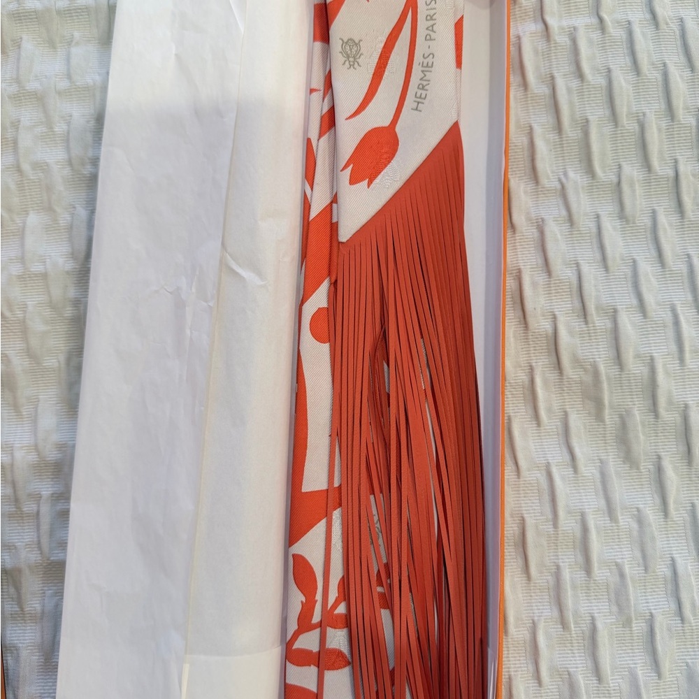 Hermes Orange and White Scarf